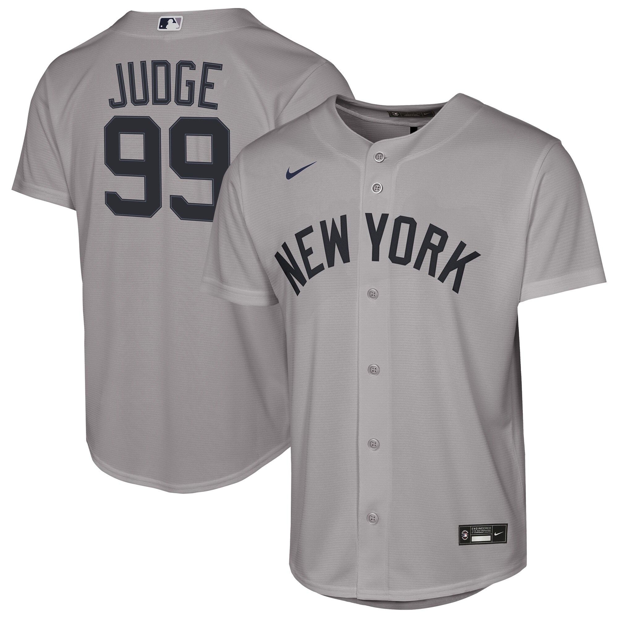 Youth New York Yankees Aaron Judge Nike Gray Road Replica Jersey