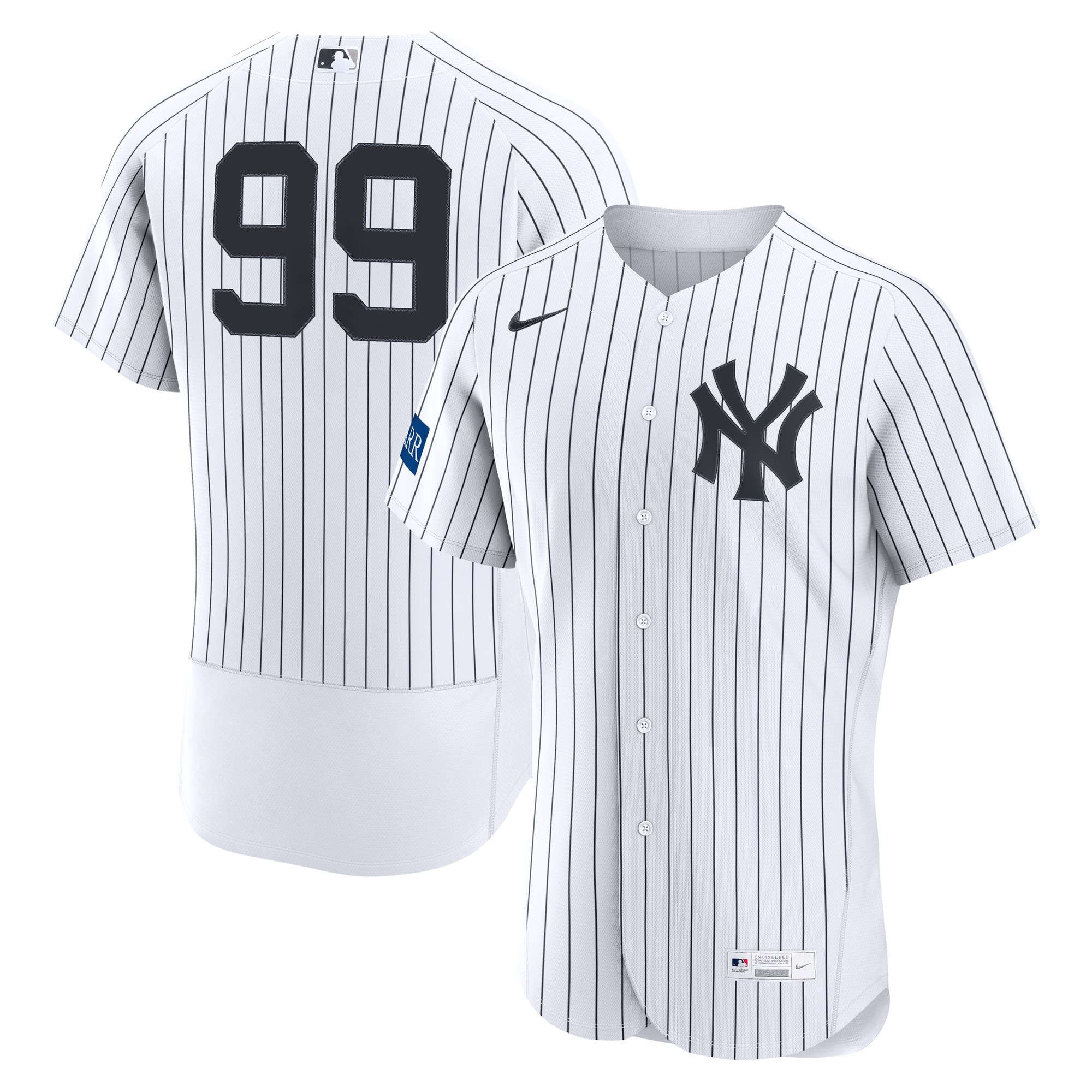 Men's New York Yankees Aaron Judge Nike White Home Authentic Sponsor Patch Jersey