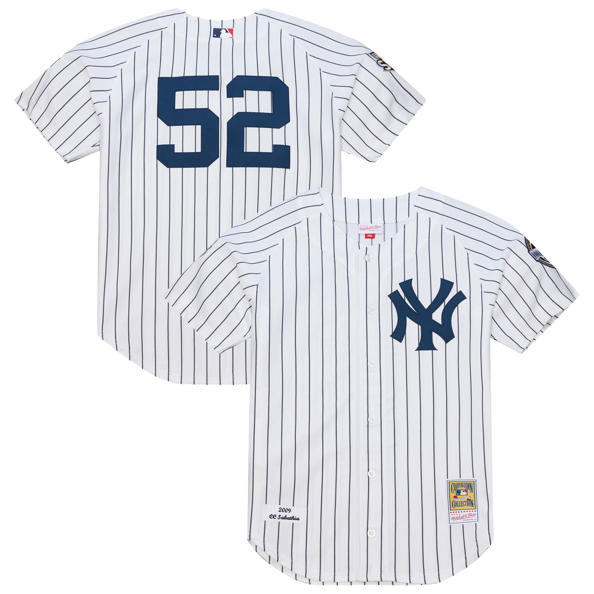 Men's New York Yankees CC Sabathia Mitchell & Ness White 2009 Cooperstown Collection Authentic Jersey