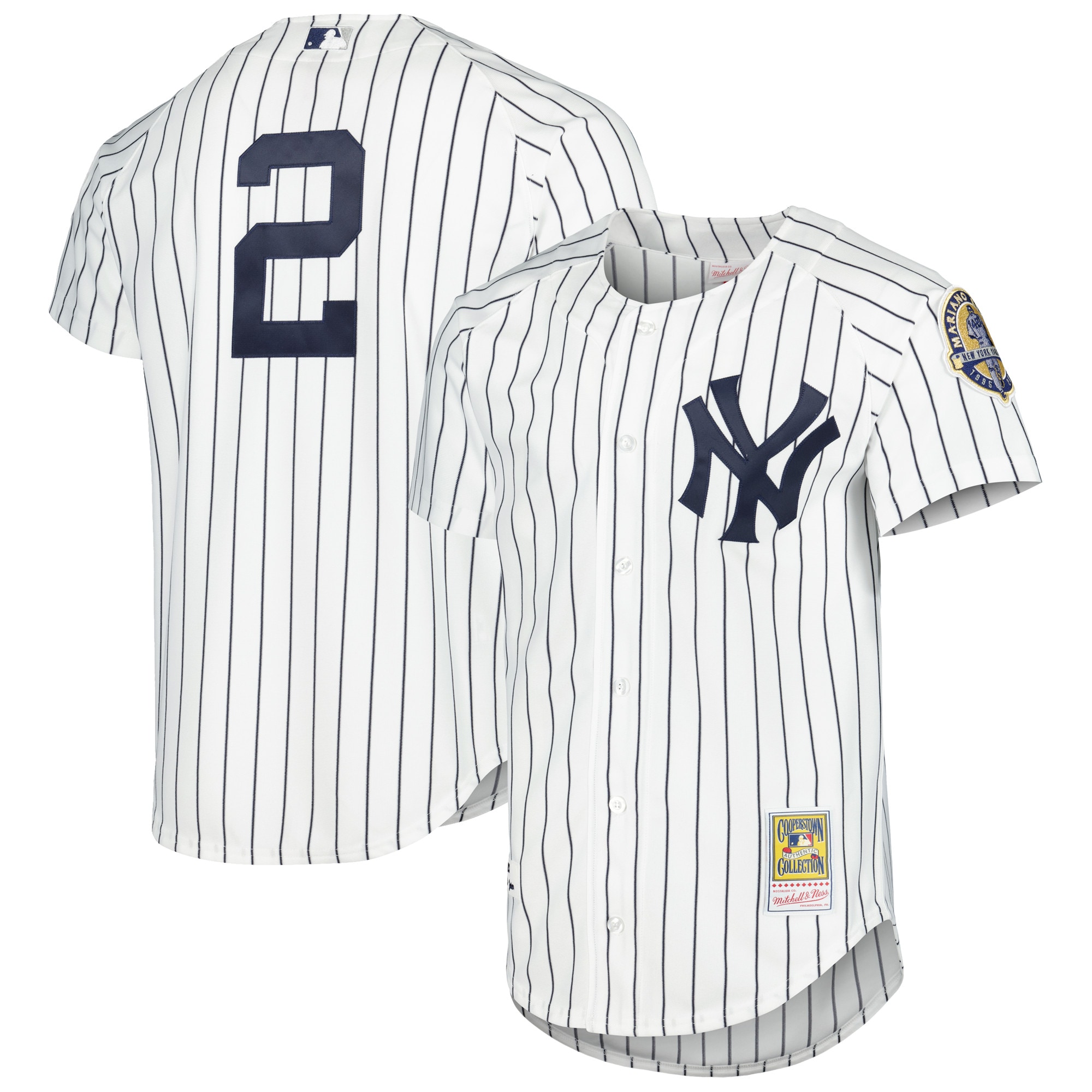 Men's New York Yankees Derek Jeter Mitchell & Ness White Cooperstown Collection Authentic Jersey