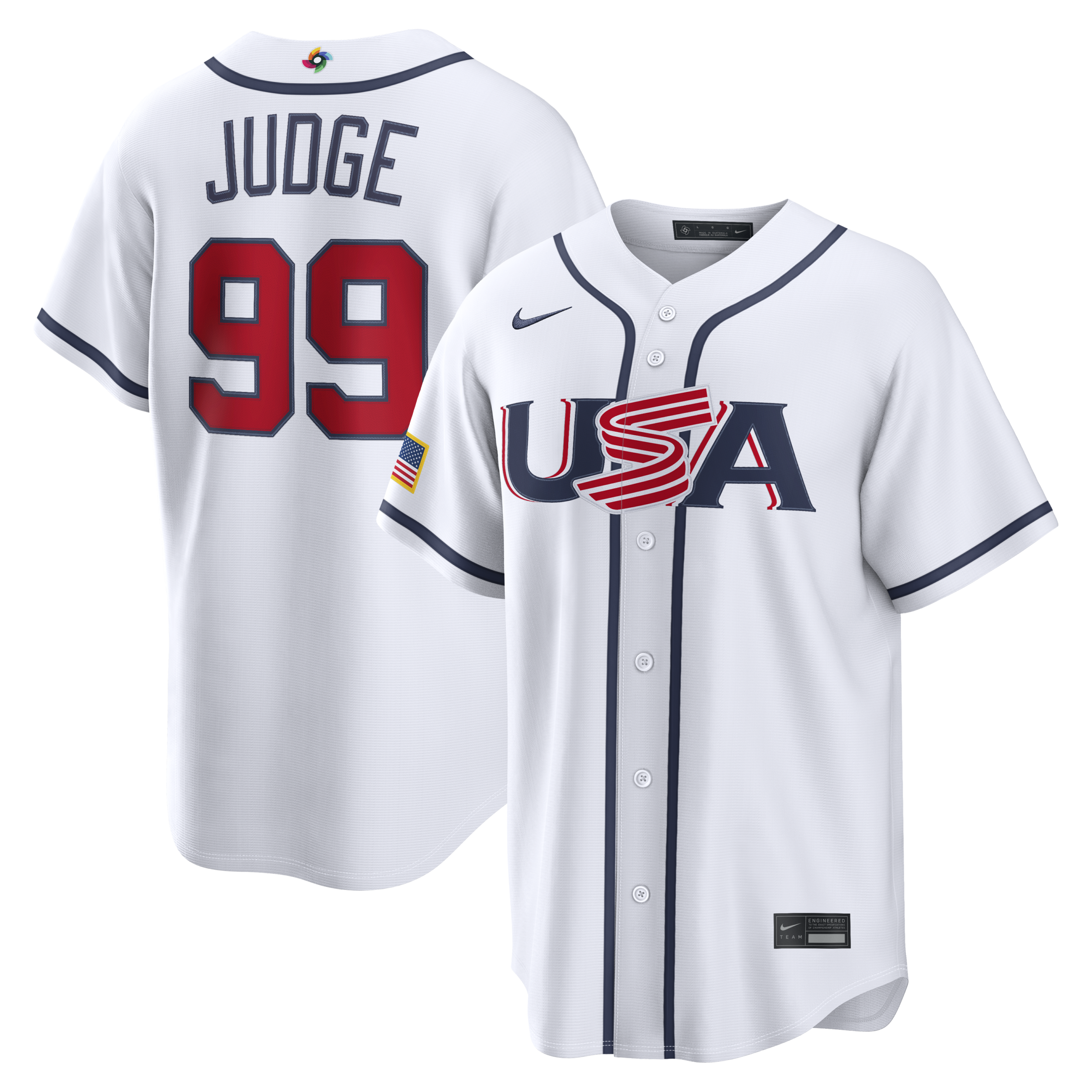 Men's USA Baseball Aaron Judge Nike White 2026 World Baseball Classic Home Stadium Jersey