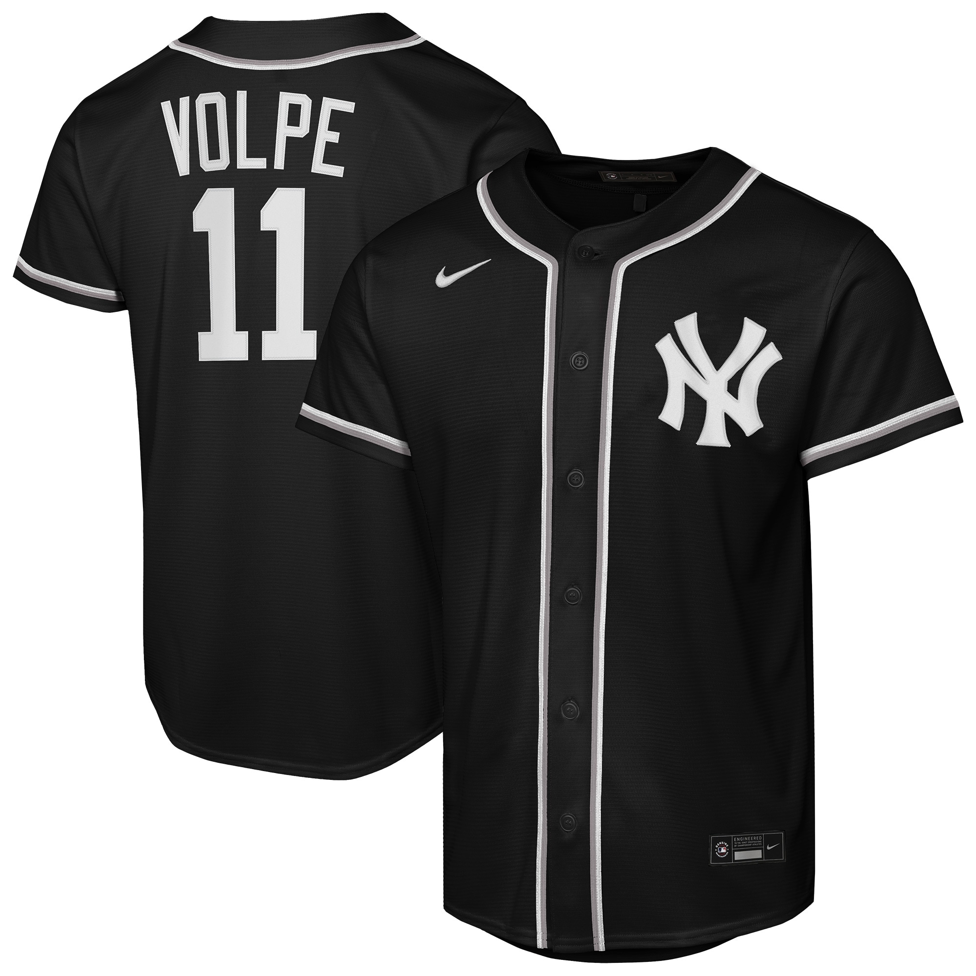 Youth New York Yankees Anthony Volpe Nike Black Fashion Replica Player Jersey